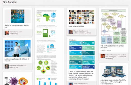 Screenshot of Pinterest Pins from IBM.com