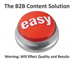 The B2B Content Solution: [Easy Button]. Warning: Will effect quality and results